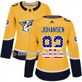 Adidas Maillot de Hockey Nashville Predators Ryan Johansen 92 2017-2018 Or USA Flag Fashion Authentic - Femme